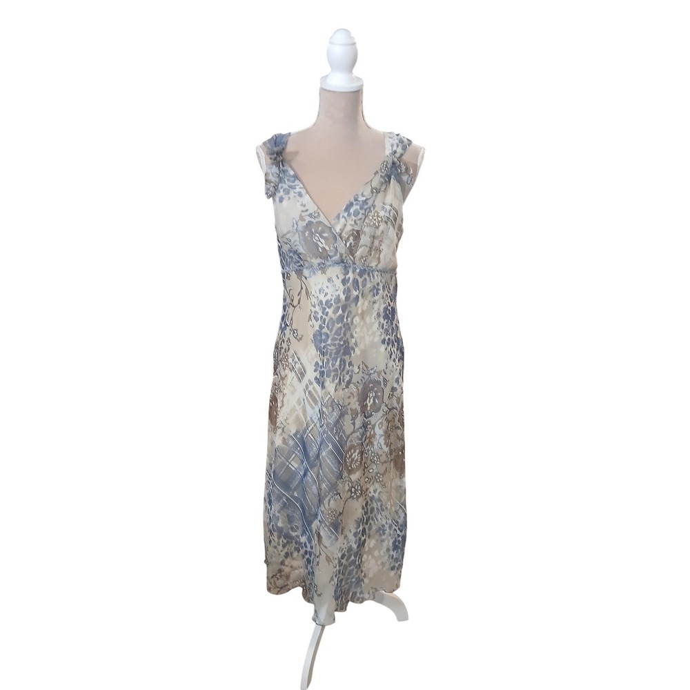 Vtg Y2k Ombre Women's Size 12 Empire Waist Babydoll Maxi Dress Abstract Flowy